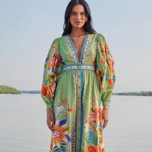 Farm Rio Bright Yard floral cotton maxi dress